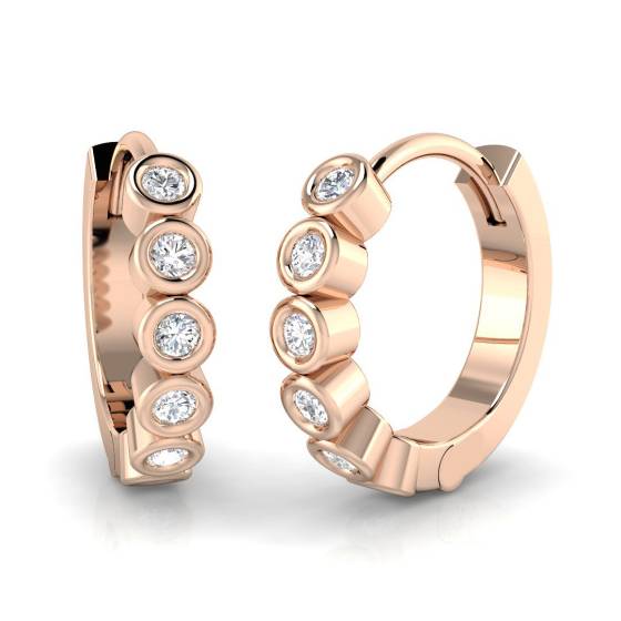 Modern Round Diamond Hoop Earrings