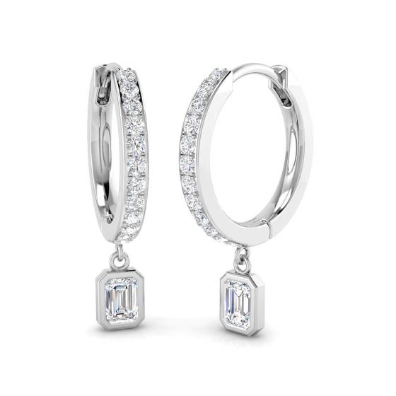 Modern Round Diamond Hoop Earrings