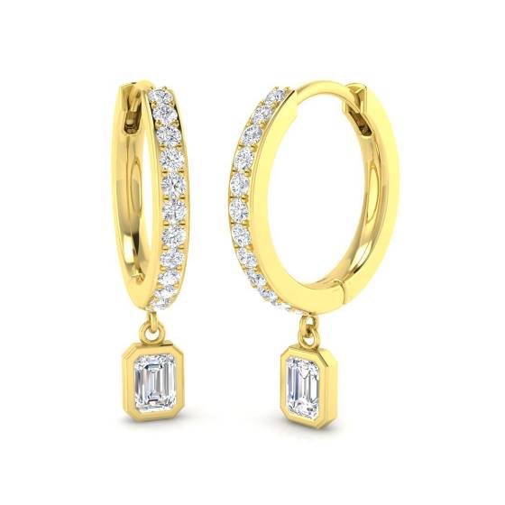 Modern Round Diamond Hoop Earrings