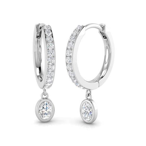 Modern Round Diamond Hoop Earrings