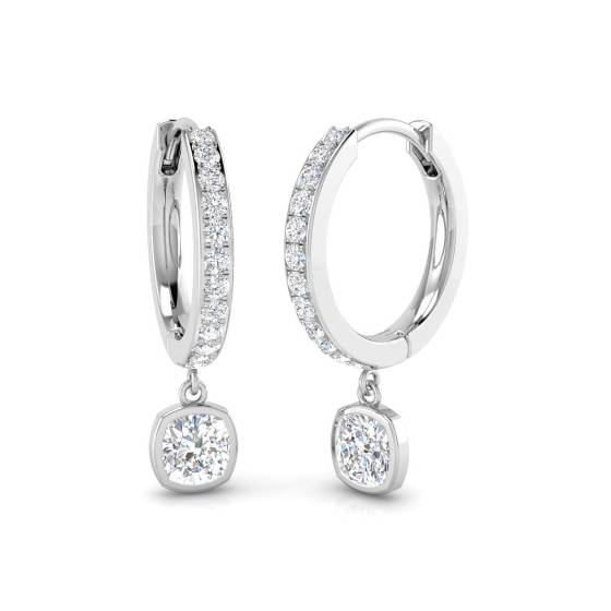 Modern Round Diamond Hoop Earrings