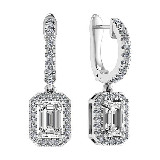 Modern Emerald Diamond Hoop Earrings