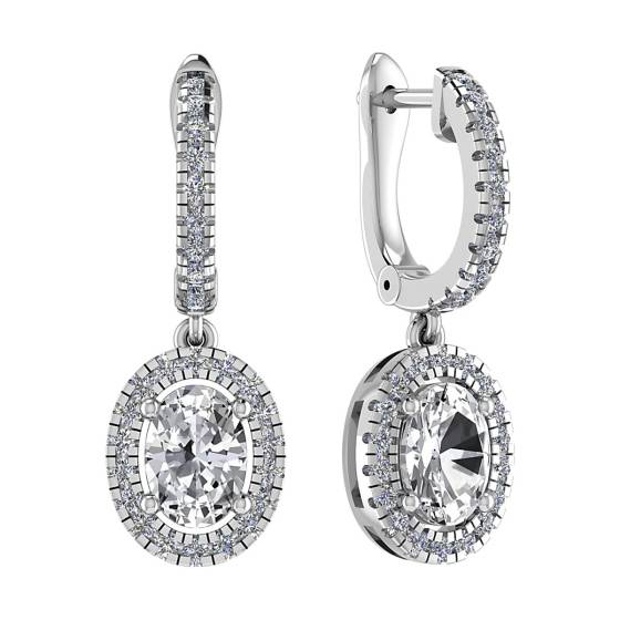 Modern Oval Diamond Hoop Earrings