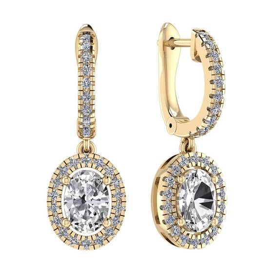 Modern Oval Diamond Hoop Earrings