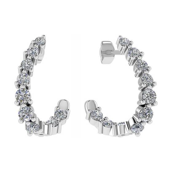 Modern Round Diamond Hoop Earrings