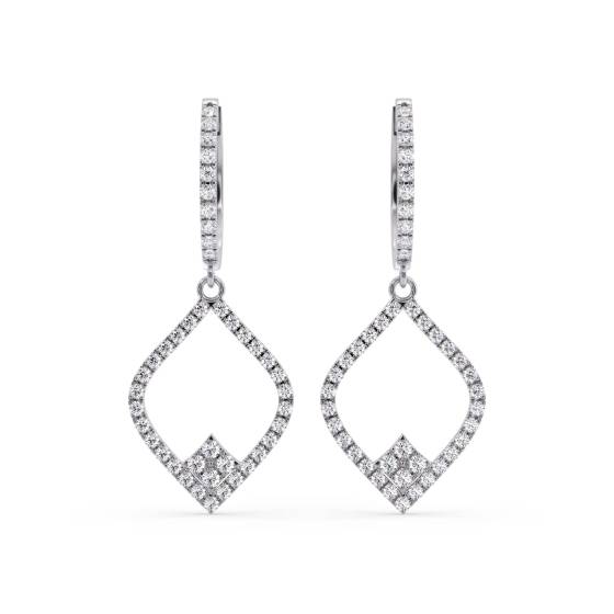 Modern Round Diamond Drop Earrings