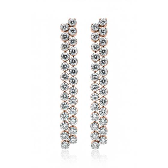 Modern Round Diamond Drop Earrings