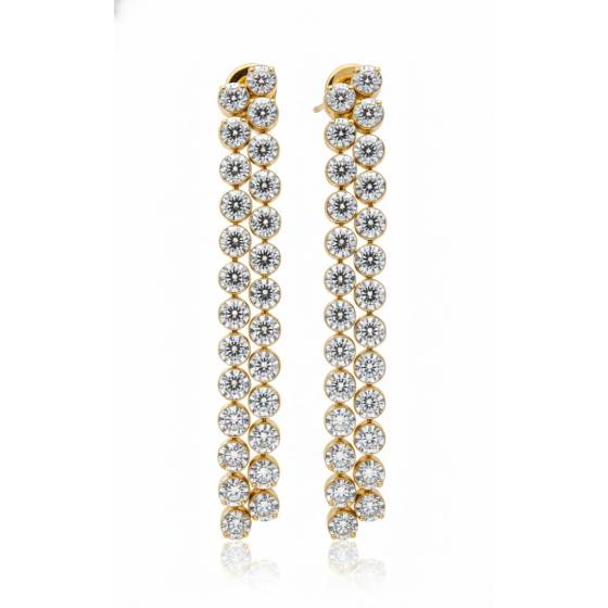 Modern Round Diamond Drop Earrings