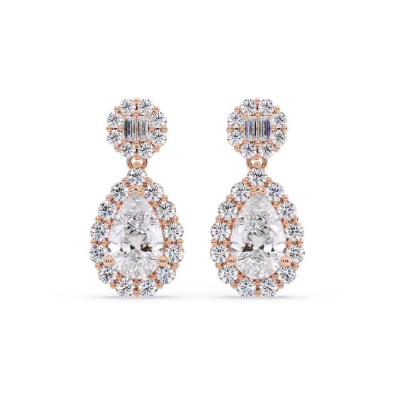 Modern Round Diamond Drop Earrings