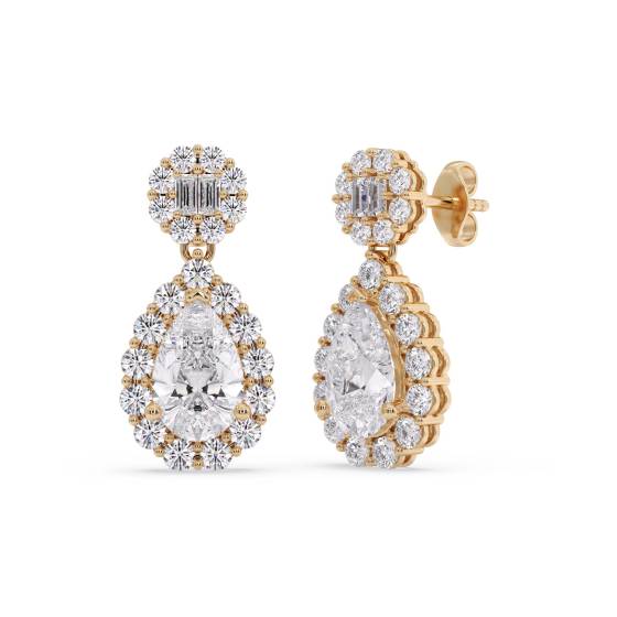 Modern Round Diamond Drop Earrings