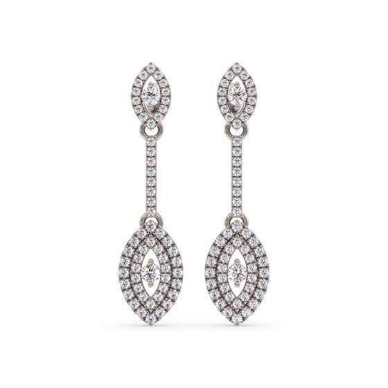 Modern Round Diamond Drop Earrings
