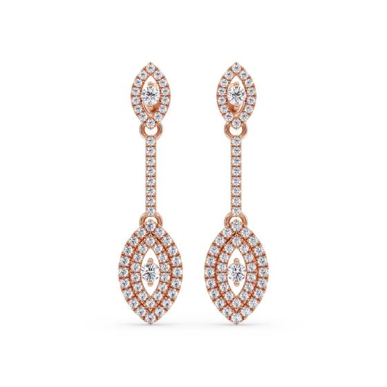 Modern Round Diamond Drop Earrings