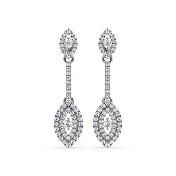 Modern Round Diamond Drop Earrings