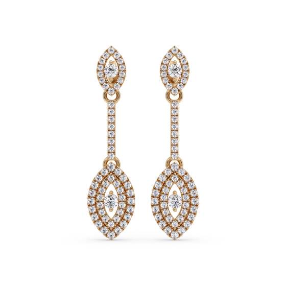 Modern Round Diamond Drop Earrings