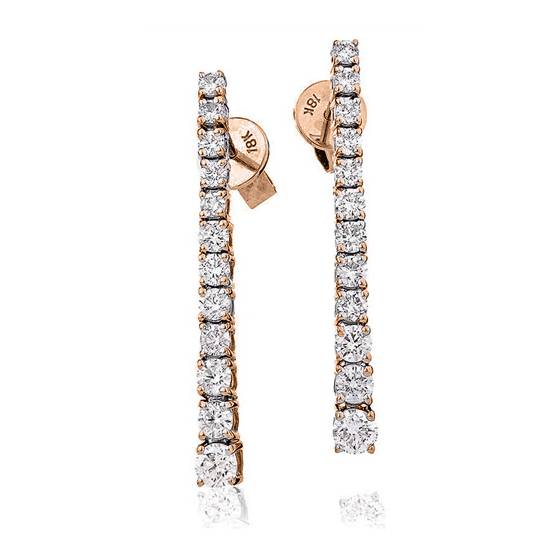 Modern Round Diamond Drop Earrings