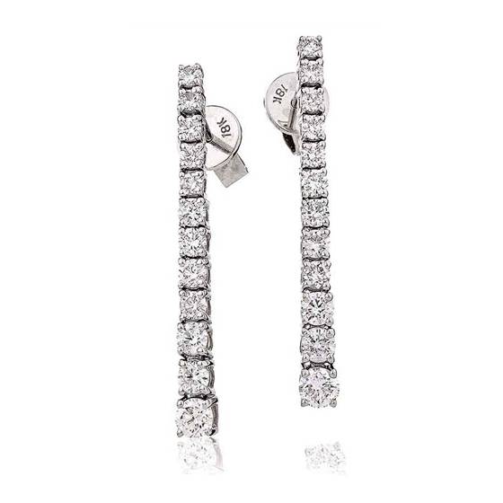 Modern Round Diamond Drop Earrings