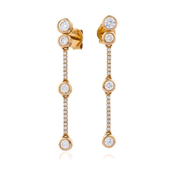 Modern Round Diamond Drop Earrings