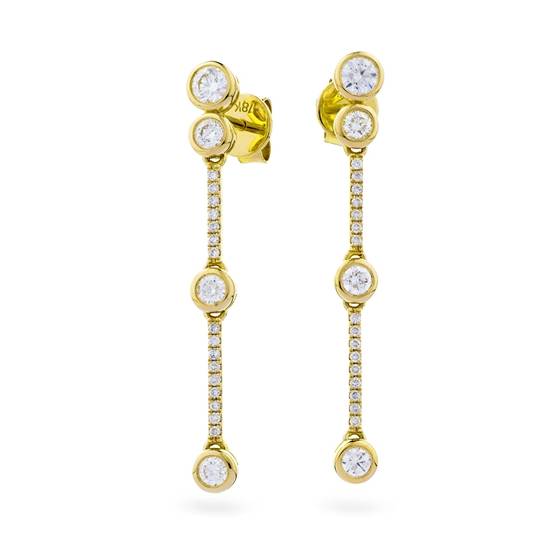 Modern Round Diamond Drop Earrings