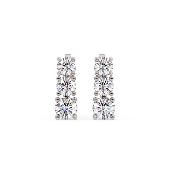 Modern Round Diamond Drop Earrings