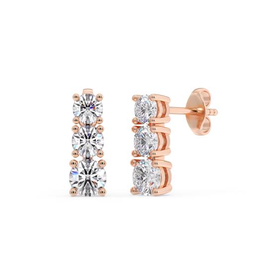 Modern Round Diamond Drop Earrings