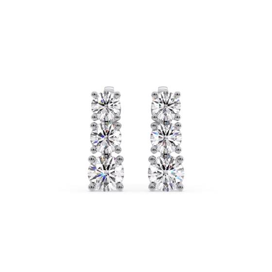 Modern Round Diamond Drop Earrings