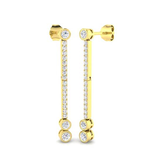 Modern Round Diamond Drop Earrings