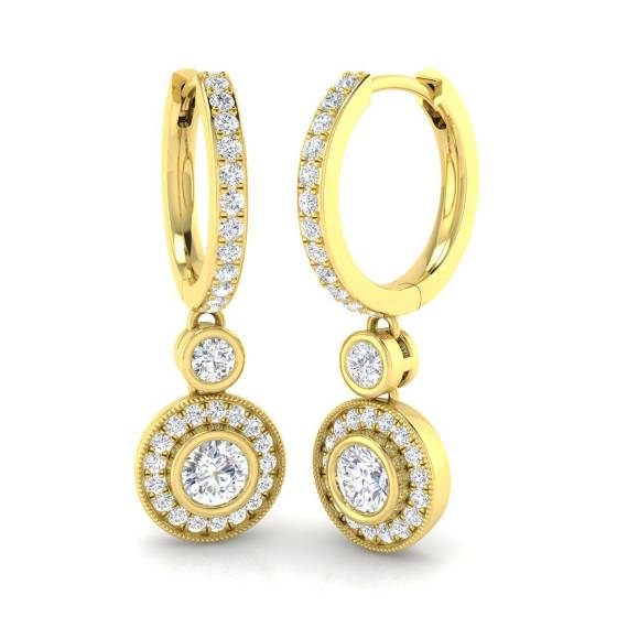 Modern Round Diamond Drop Earrings