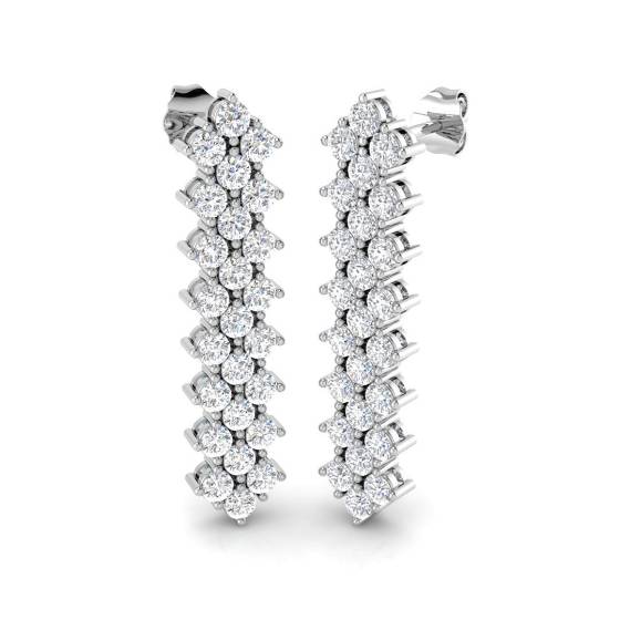 Modern Round Diamond Drop Earrings