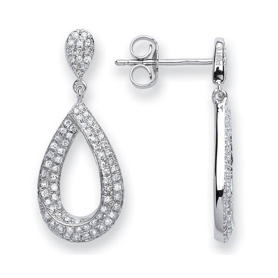 Modern Round Diamond Drop Earrings