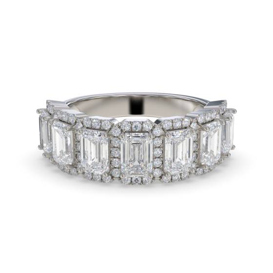 Emerald Diamond Half Eternity Ring