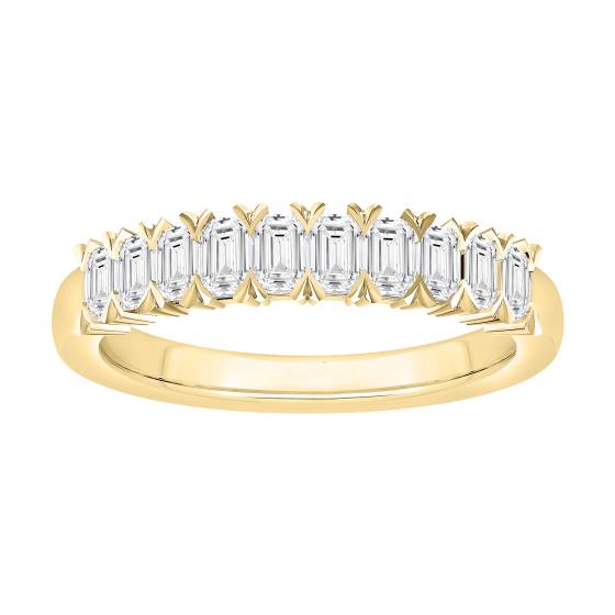 Emerald Arrow Claws 10 Stone Diamond Eternity Ring