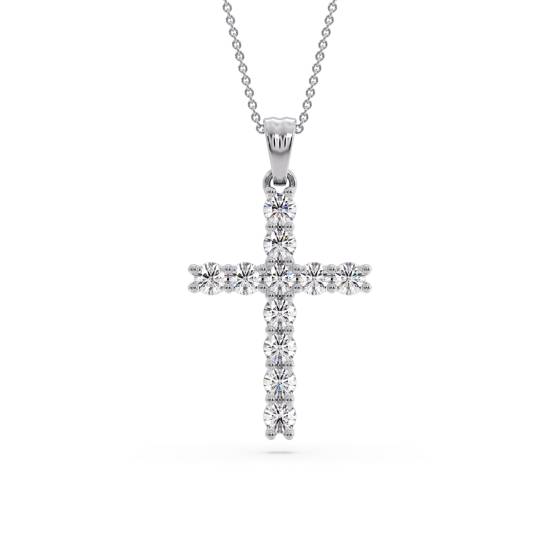 Classic Round Diamond Cross Pendant