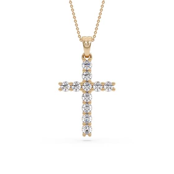 Classic Round Diamond Cross Pendant