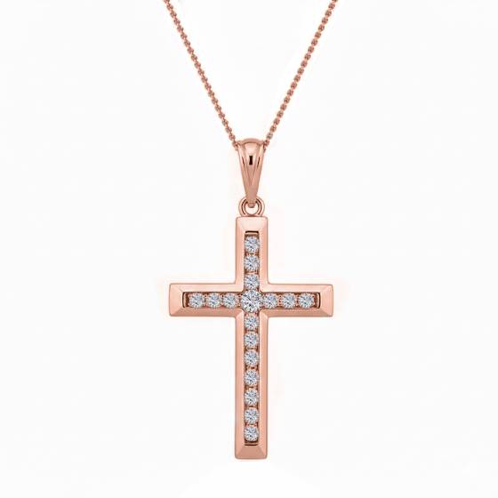 Classic Round Diamond Cross Pendant