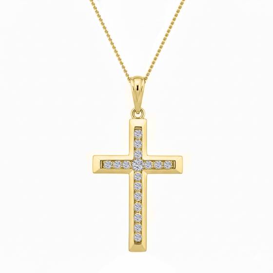 Classic Round Diamond Cross Pendant