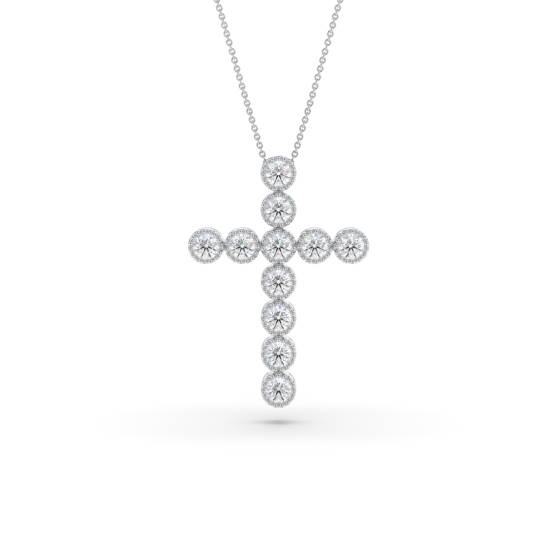 Round Diamond Cross Pendant