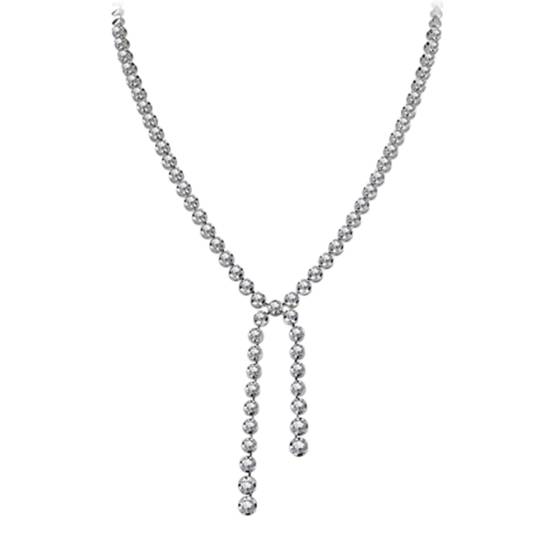 Elegant Round Diamond Bow Style Drop Necklace