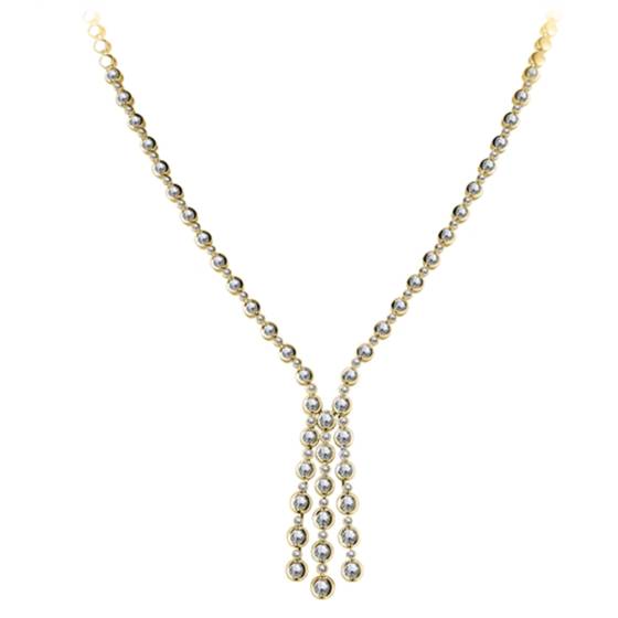 Elegant Round Diamond Three Drop Necklace