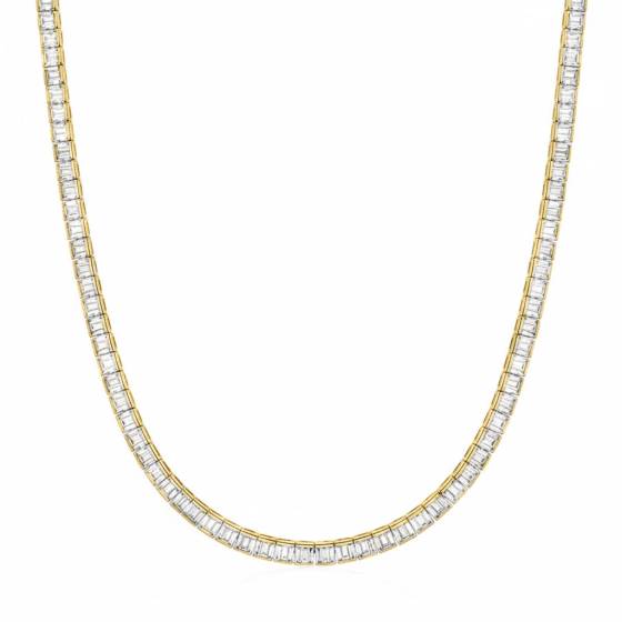 Channel Set Baguette Diamond Tennis Necklace