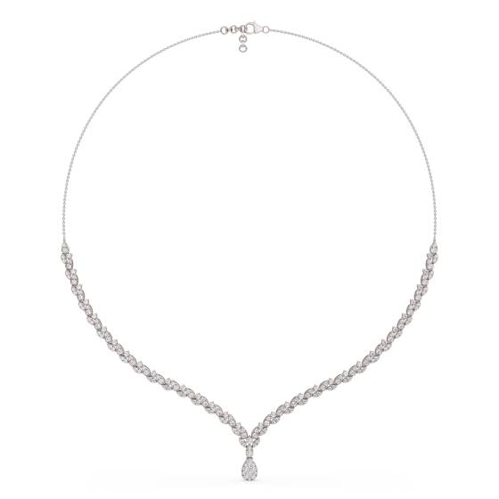 Pear Diamond Drop Cluster Chain Necklace