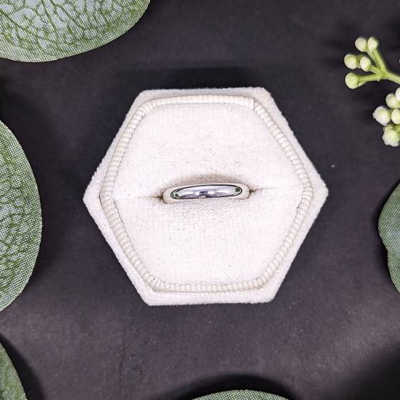 3mm D Shaped Wedding Band, 18ct White Gold, Size J in 18k White Gold