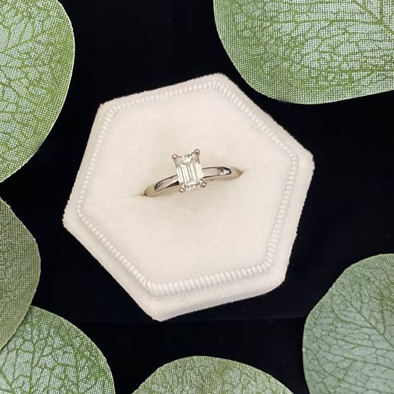 1.02ct SI2/G Natural Emerald Diamond Solitaire Ring in Platinum