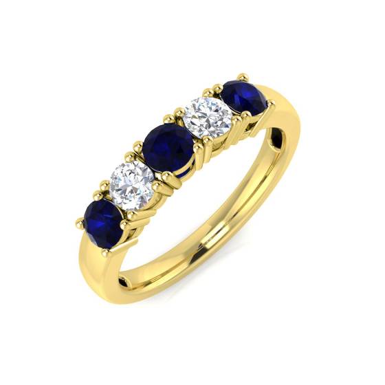 0.90ct Blue Sapphire and Diamond Eternity Ring