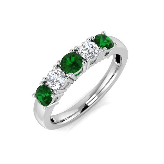 0.75ct Green Emerald and Diamond Eternity Ring