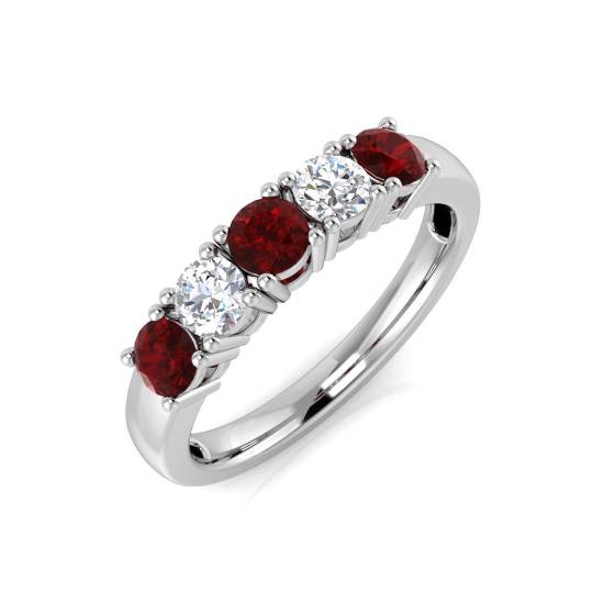 0.85ct Red Ruby and Diamond Eternity Ring