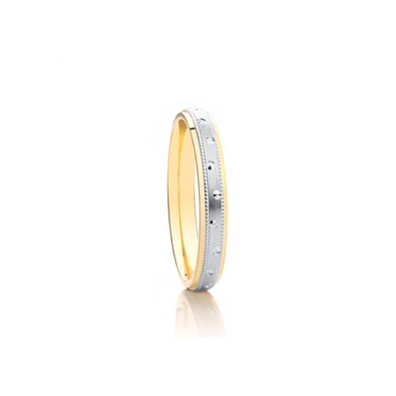 3mm Two Tone Patterned Wedding Ring