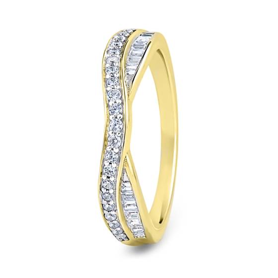 Round Brilliant & Baguette Cut Entwined Double Row Eternity Ring