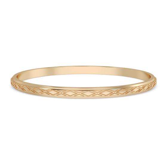 4mm Solid Gold Patterned Bangle