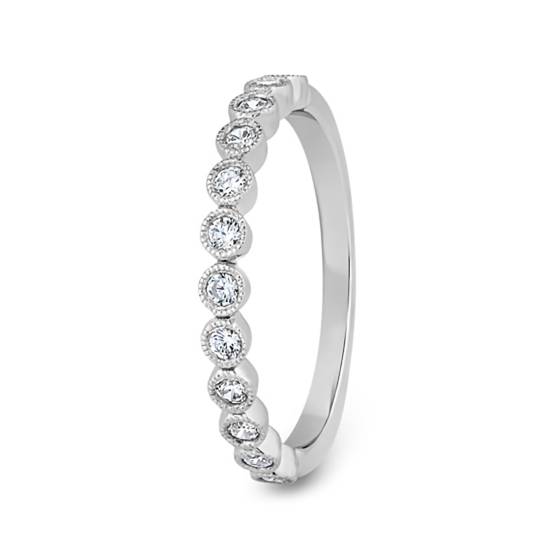 Round Brilliant Cut Milgrain Bezel Set Half Eternity Ring