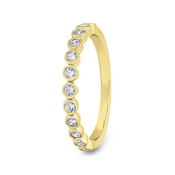 Round Brilliant Cut Milgrain Bezel Set Half Eternity Ring